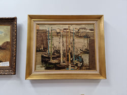 Fabulous Signed Vintage Boat Scene Oil Painting | Antique & Vintage | Moonee Ponds Antiques | Australia Wide Delivery