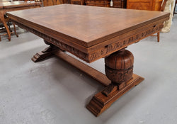 French Oak Renaissance Style Extension Table With Stretcher Base | Antique & Vintage | Moonee Ponds Antiques | Australia Wide Delivery