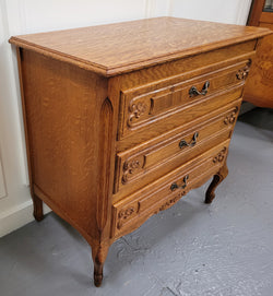 Vintage French Light Oak Louis XV Style Chest of Three Drawers | Antique & Vintage | Moonee Ponds Antiques | Australia Wide Delivery