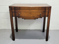 English Oak Beautifully Fitted Cutlery Table With a Lift Up Top & Drawer | Antique & Vintage | Moonee Ponds Antiques | Australia Wide Delivery