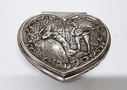 Vintage Silver Plated & Embossed Design Heart Shape Trinket Box | Antique & Vintage | Moonee Ponds Antiques | Australia Wide Delivery
