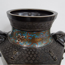 Superb Quality Japanese bronze and cloisonné vase in good original condition.