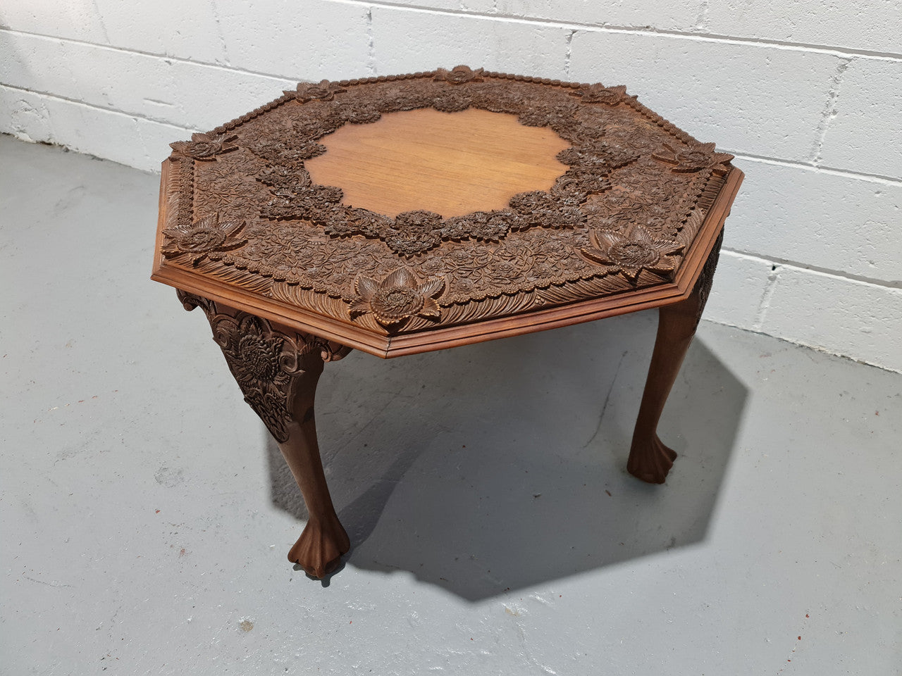 Heavily Carved Teakwood Round Chinese Coffee Table | Antique & Vintage | Moonee Ponds Antiques | Australia Wide Delivery