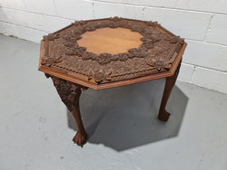 Heavily Carved Teakwood Round Chinese Coffee Table | Antique & Vintage | Moonee Ponds Antiques | Australia Wide Delivery