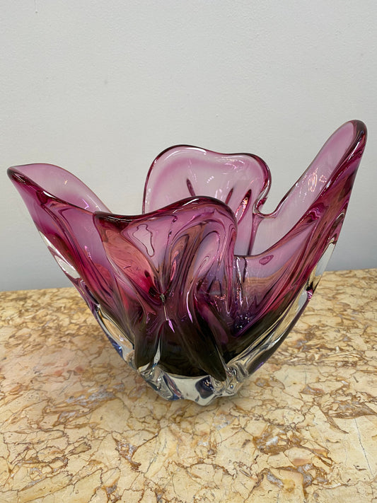 Large Vintage  Murano Three Colour Vase