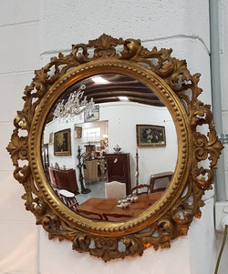 Large Round Carved Wooden Convex Mirror | Antique & Vintage | Moonee Ponds Antiques | Australia Wide Delivery