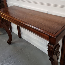 Beautiful 19th Century French Oak console table of great narrow proportions. It has been sourced from France and it is good original detailed condition.