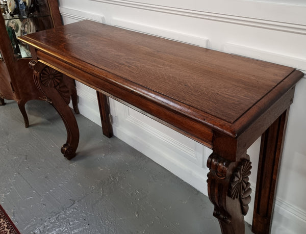 Beautiful 19th Century French Oak console table of great narrow proportions. It has been sourced from France and it is good original detailed condition.