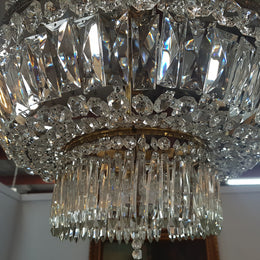 French Bronze & Crystal Six Candle Light Chandelier