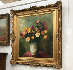 Vintage French-Belgium Signed Oil On Canvas "Floral Study" | Antique & Vintage | Moonee Ponds Antiques | Australia Wide Delivery
