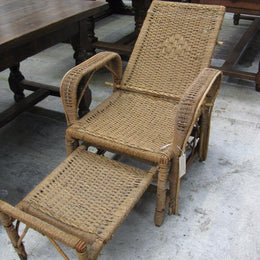 Vintage Seagrass Reclining Chair