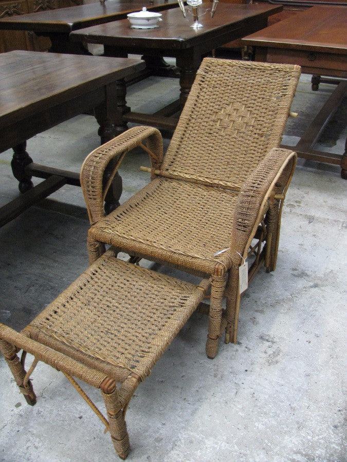 Vintage Seagrass Reclining Chair