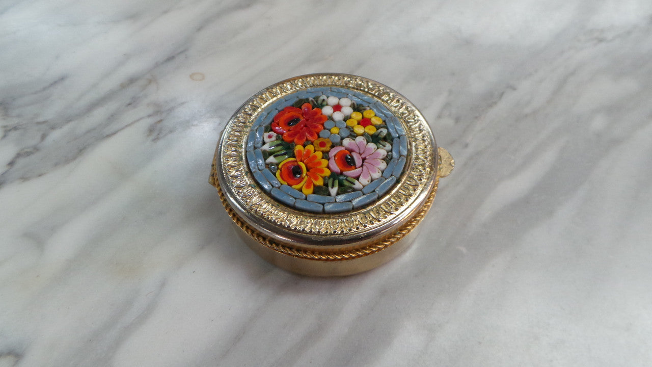 Small Micro Mosaic Vintage Compact | Antique & Vintage | Moonee Ponds Antiques | Australia Wide Delivery