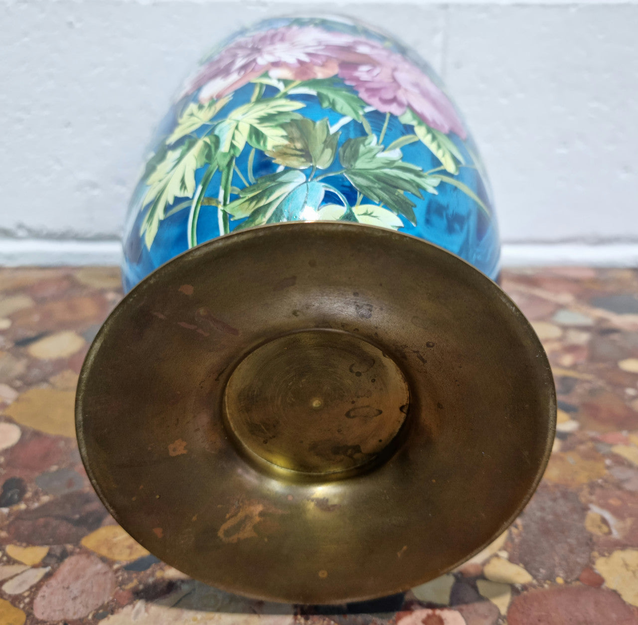 Decorative Victorian Enameled Hand Painted Blue Glass Vase "Bird and Flower Scene" | Antique & Vintage | Moonee Ponds Antiques | Australia Wide Delivery