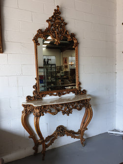Louis XV Style Gilt Timber & Alabaster Top Console & Mirror | Antique & Vintage | Moonee Ponds Antiques | Australia Wide Delivery