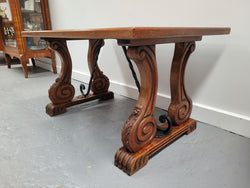 French Oak Spanish Style Stretcher Base Coffee Table | Antique & Vintage | Moonee Ponds Antiques | Australia Wide Delivery