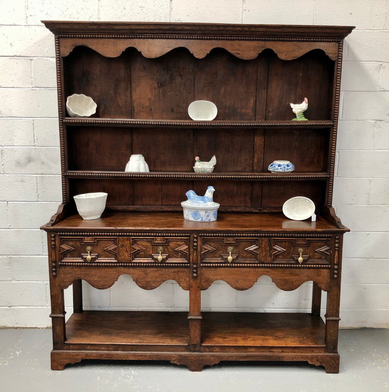 Antique Jacobean Style Dark Oak Dresser