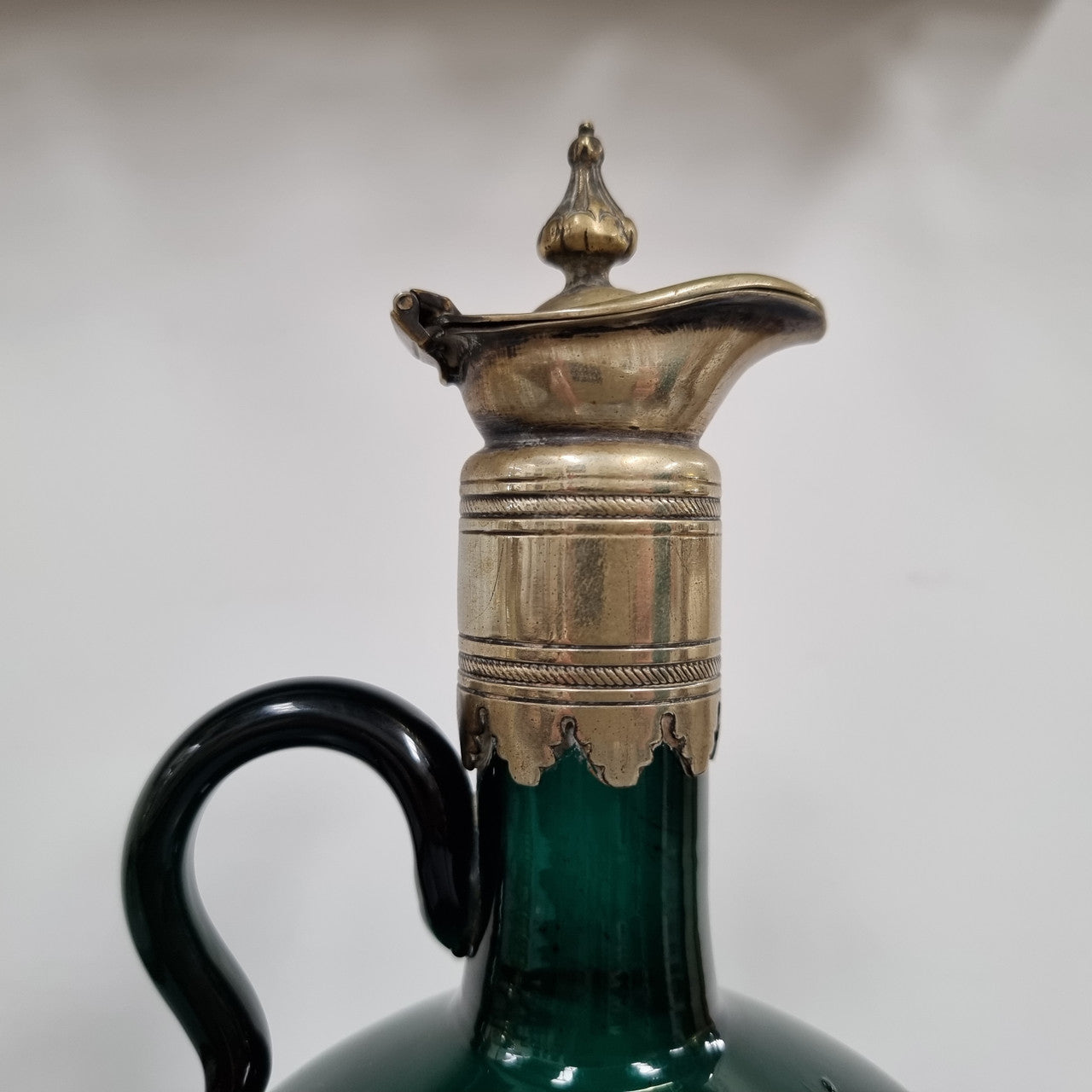 Victorian Hand Blown Green Glass Claret Jug