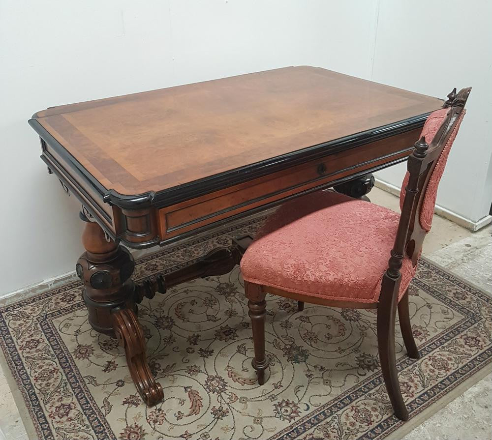 19th Century French Burr Walnut Salon Table