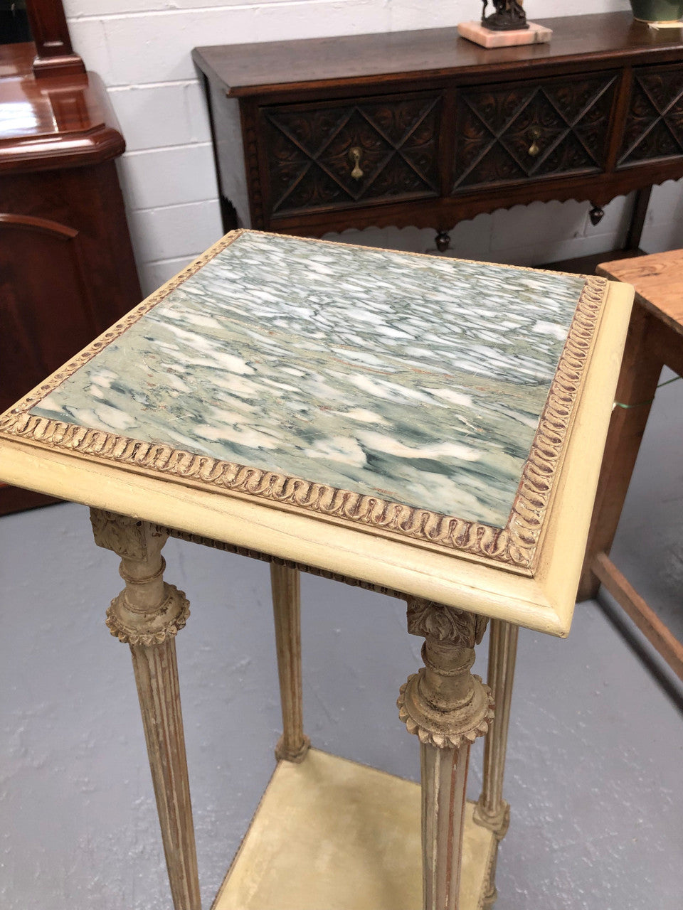 Beautiful Carved French Painted Pedestal | Antique & Vintage | Moonee Ponds Antiques | Australia Wide Delivery