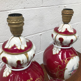 Pair of highly decorative Paris Porcelain table lamps. They are wired to Australian standards and are in very good original condition. Circa 1950's.