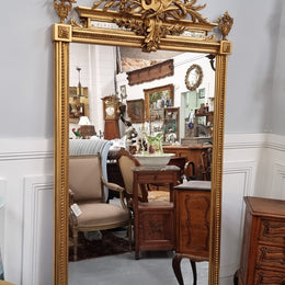 Beautifully Carved and Decorated Antique Gilt Napoleon III Louis XVI Style Gilt Overmantel Mirror