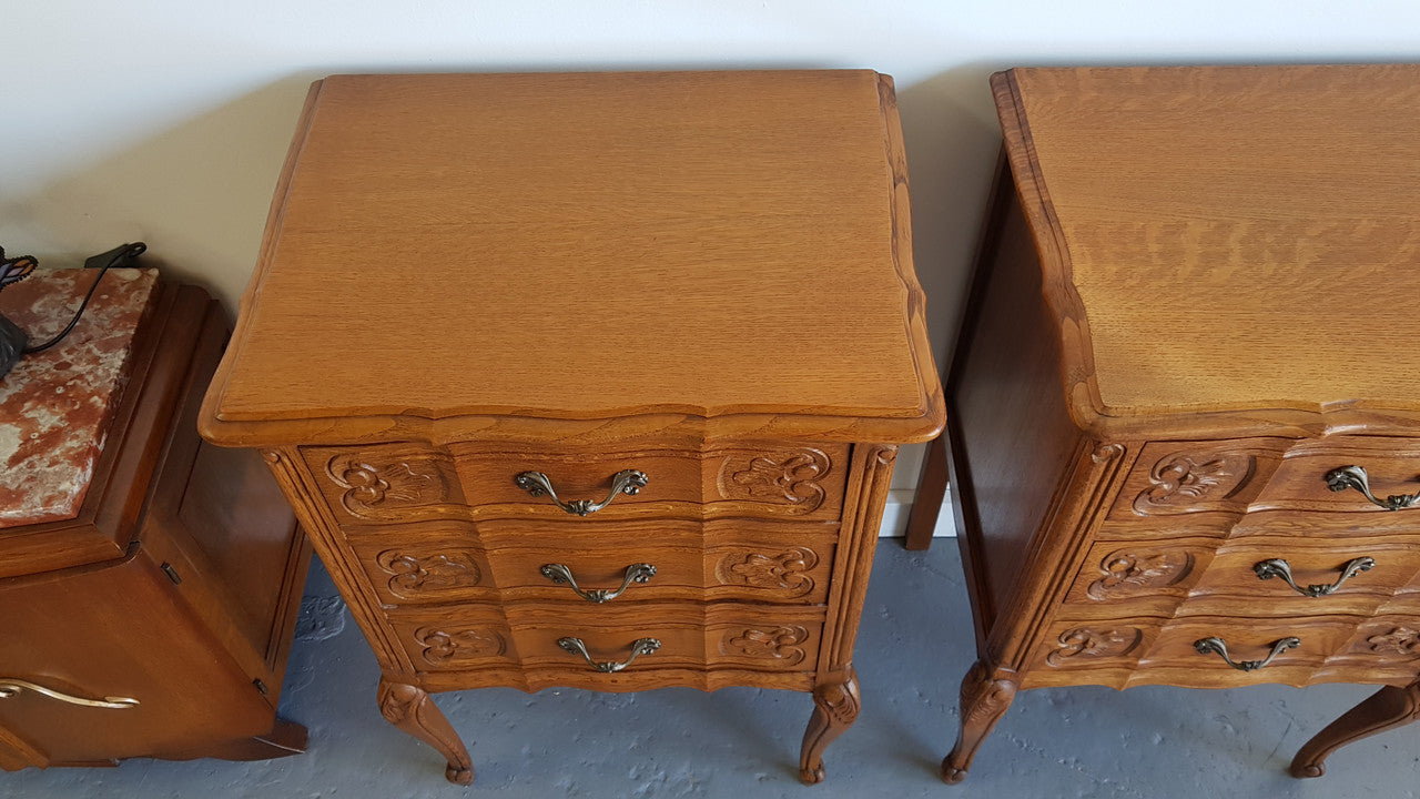 Pair Of French Provincial Oak Chest Bedsides | Antique & Vintage | Moonee Ponds Antiques | Australia Wide Delivery
