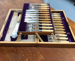 Edwardian Oak Cased Fish Service For 12 | Antique & Vintage | Moonee Ponds Antiques | Australia Wide Delivery