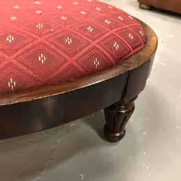 Upholstered Antique Mahogany oval foot stool. In very good original condition.