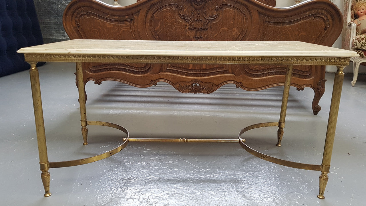 Gilt Metal Marble Top Coffee Table