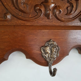 French Oak Wall Mounted Hat / Coat Rack