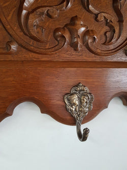 French Oak Wall Mounted Hat - Coat Rack | Antique & Vintage | Moonee Ponds Antiques | Australia Wide Delivery