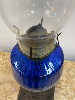 Victorian Blue Glass Kero Lamp | Antique & Vintage | Moonee Ponds Antiques | Australia Wide Delivery