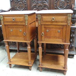Pair of French Oak Bedside Cabinets-8