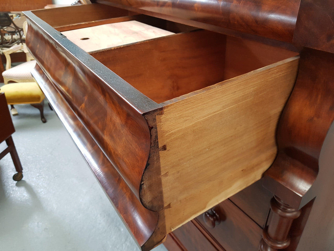 Victorian Flame Mahogany Tallboy With Barley Twist Supports | Antique & Vintage | Moonee Ponds Antiques | Australia Wide Delivery