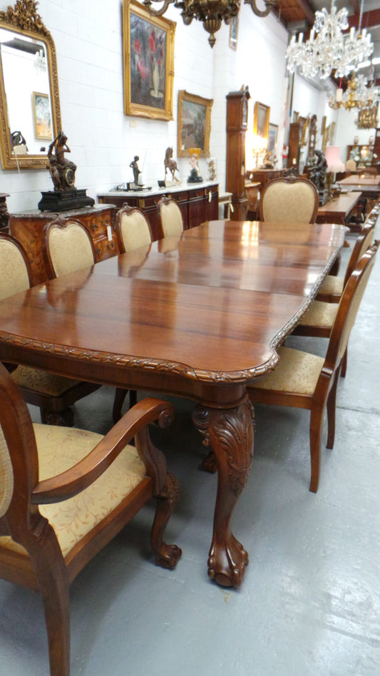 English Solid Mahogany Chippendale Dining Setting