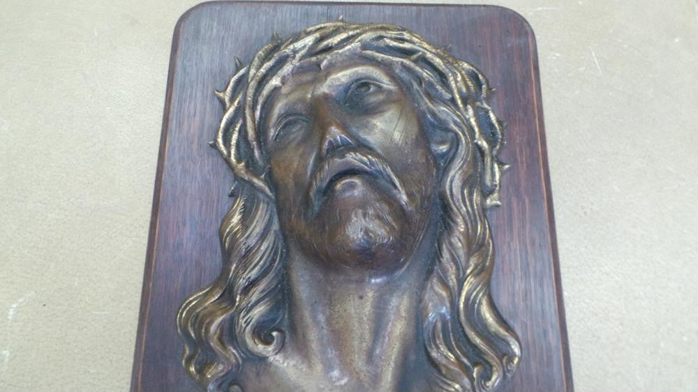 French Bronze Jesus Plaque