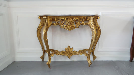 Louis XV Style French Beautifully Carved Gilt Console Table
