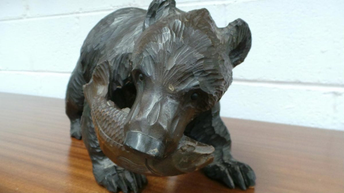 Japanese Hardwood Bear Statue