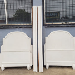 Two attractive vintage French chalk painted king single Art Deco beds. They have been sourced from France and are in good original condition.