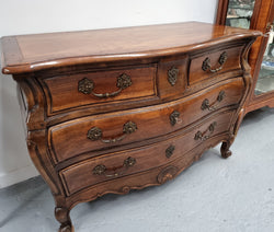 Rare Wooden Top Walnut Louis XV Style Three Drawer Bombe Commode | Antique & Vintage | Moonee Ponds Antiques | Australia Wide Delivery