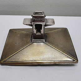 Unusual Edwardian silver plated and brass ink blotter/ desk paperweight in the form of a powerstation. In good original condition for its age. Please view photos as they help form part of the description.