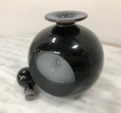 Nick Wirdnam Round Black Art Glass Scent Bottle | Antique & Vintage | Moonee Ponds Antiques | Australia Wide Delivery