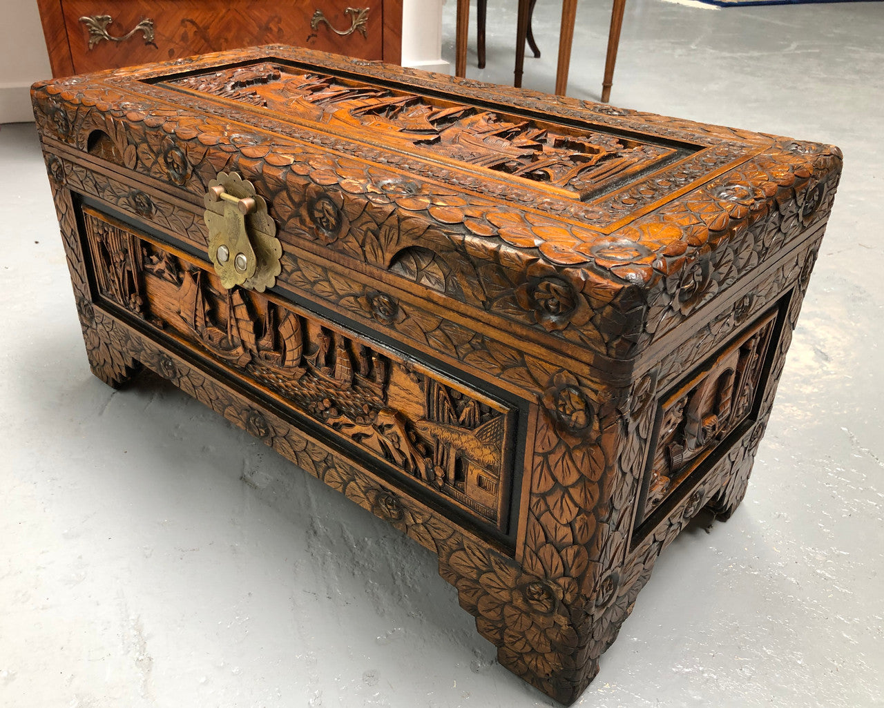 Petite Carved Camphor Chest | Antique & Vintage | Moonee Ponds Antiques | Australia Wide Delivery