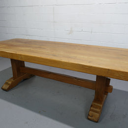 Amazing Rustic Oak French 10 seater refectory farmhouse table. This table can very comfortably seat 10 people and 12 if needed. The top has a charming natural rustic feel and it is in very good original detailed condition.