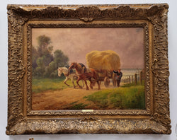Beautifully Framed French Oil on Canvas of Draft Horses | Antique & Vintage | Moonee Ponds Antiques | Australia Wide Delivery