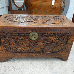 Carved Chinese Camphor Wood Trunk