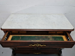 Stunning Rosewood Marble Topped Secretaire With Two Cupboards | Antique & Vintage | Moonee Ponds Antiques | Australia Wide Delivery
