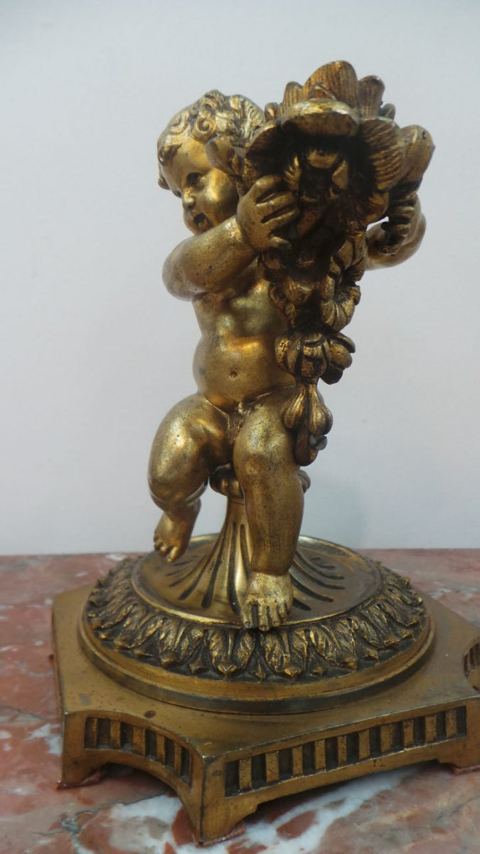 Antique French Gilt Bronze Cupid Candlestick | Antique & Vintage | Moonee Ponds Antiques | Australia Wide Delivery