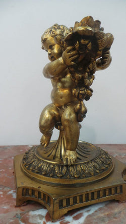 Antique French Gilt Bronze Cupid Candlestick | Antique & Vintage | Moonee Ponds Antiques | Australia Wide Delivery